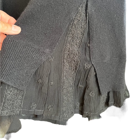 Garnet Hill Cashmere with silk shirttail black S - Picture 3 of 8